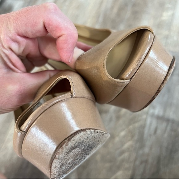 Jimmy Choo Tan Platform Peep-Toe Heels - Picture 5 of 13